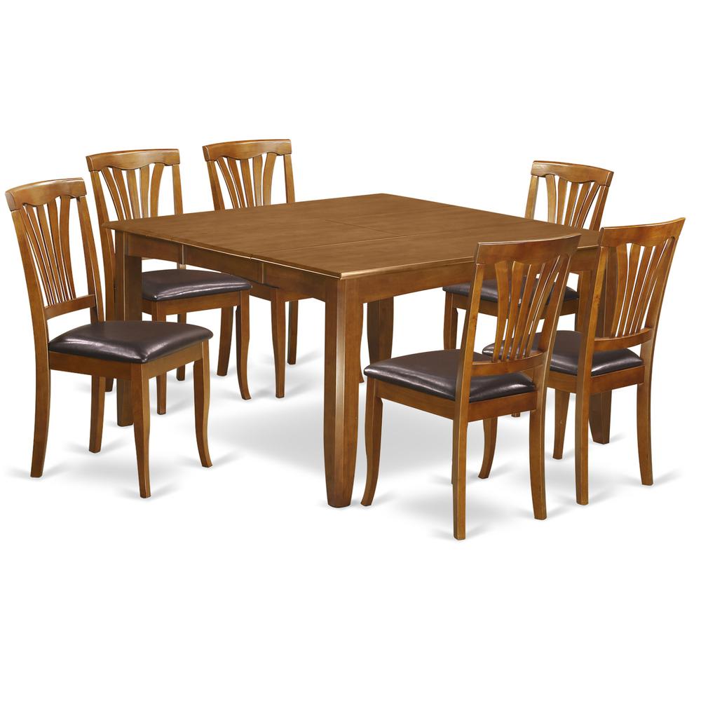 7  Pc  Dining  room  set-Square  Dining  Table  with  Leaf  and  6  Dining  Chairs