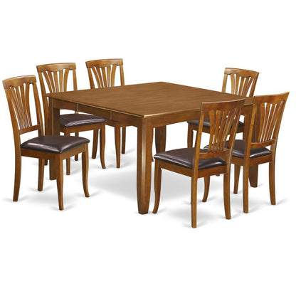 7  Pc  Dining  room  set-Square  Dining  Table  with  Leaf  and  6  Dining  Chairs