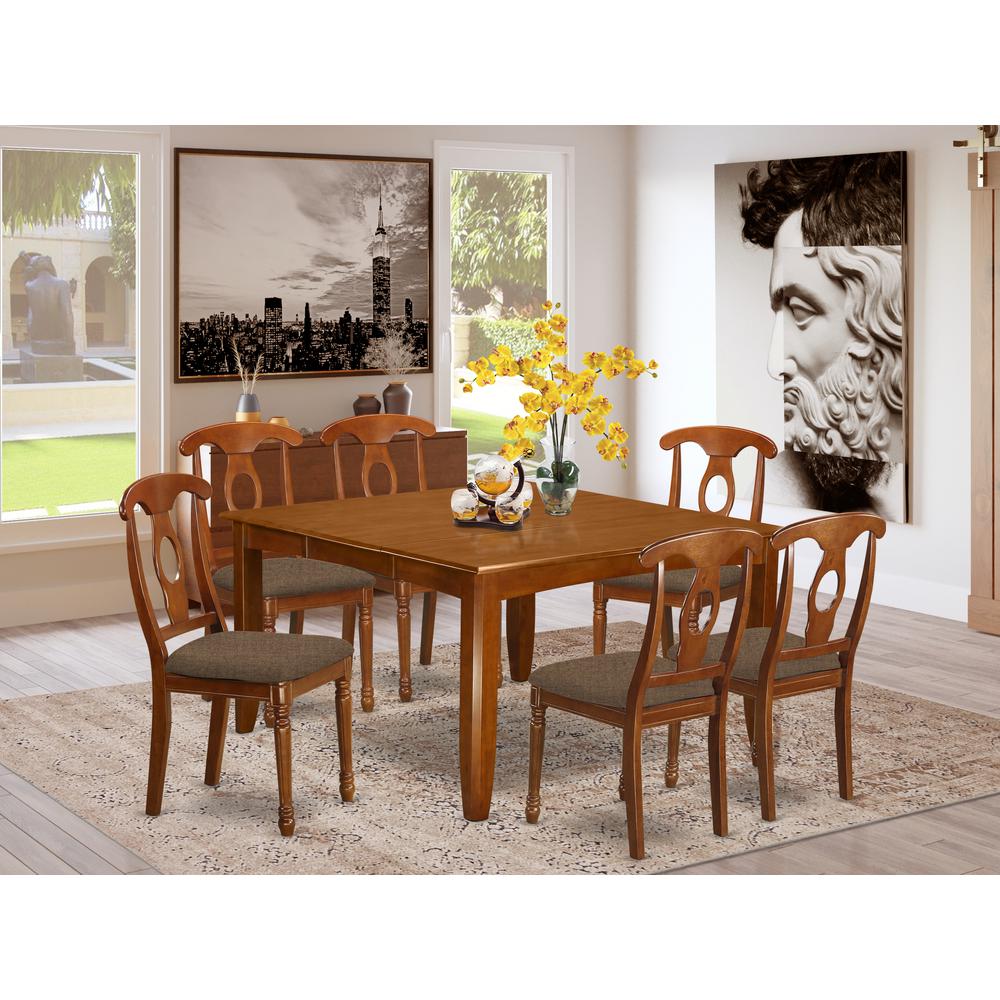 PFNA7-SBR-C 7 Pc Formal Dining room set for 6-Dining Table and 6 Dinette Chairs.