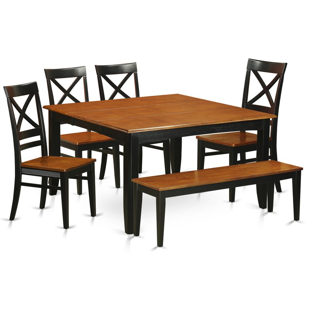 6  PC  Dining  room  set  with  bench-Dining  Table  with  4  Wooden  Dining  Chairs  and  a  bench