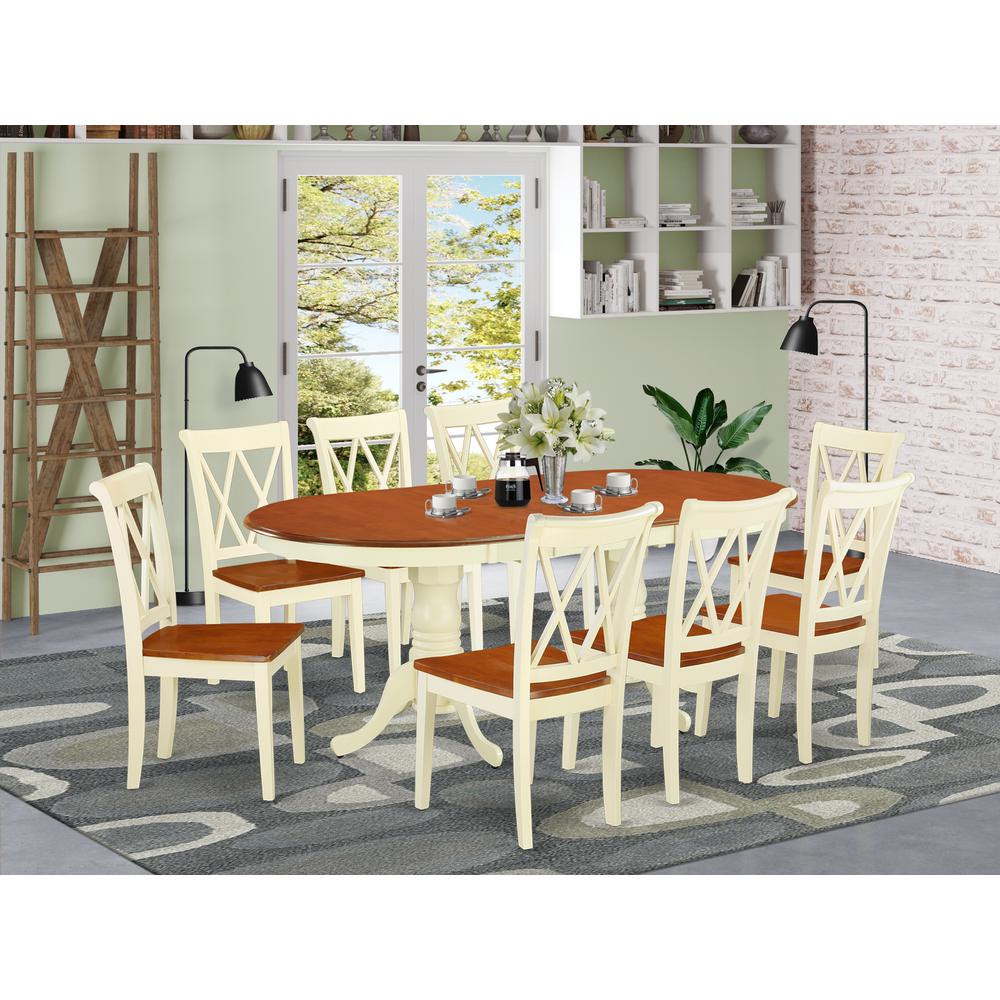9 pcs Dining Room Set Buttermilk & Cherry, PLCL9-BMK-W