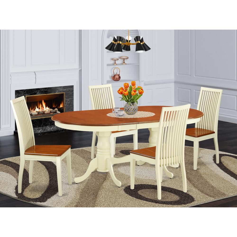 Dining Room Set Buttermilk & Cherry, PLIP5-BMK-W