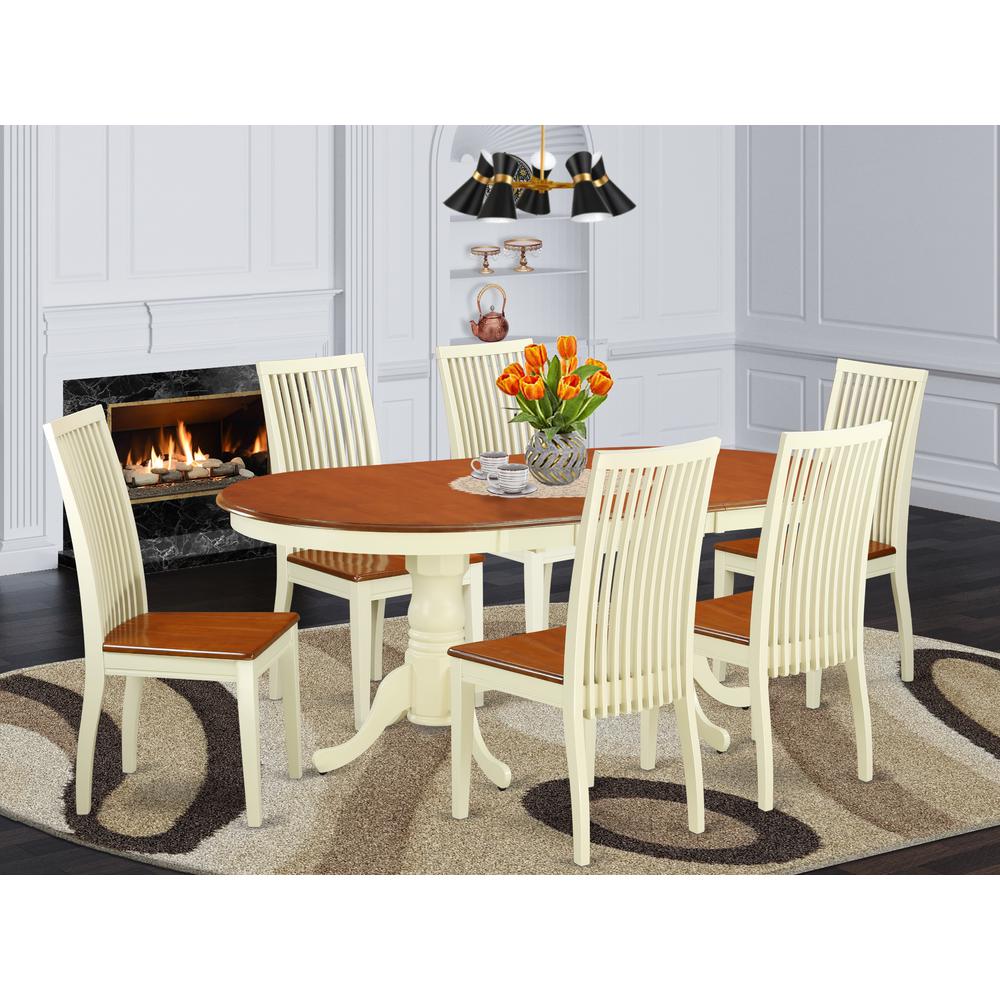 Dining Room Set Buttermilk & Cherry, PLIP7-BMK-W