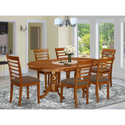 PLML7-SBR-C 7 Pc Dining room set-Dining Table with 6 Kitchen Chairs