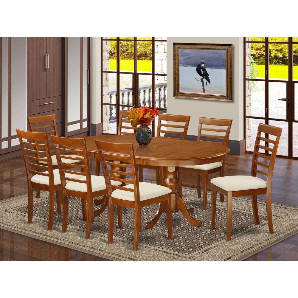 PLML9-SBR-C 9 Pc Dining room set-Dining Table plus 8 Dining Chairs