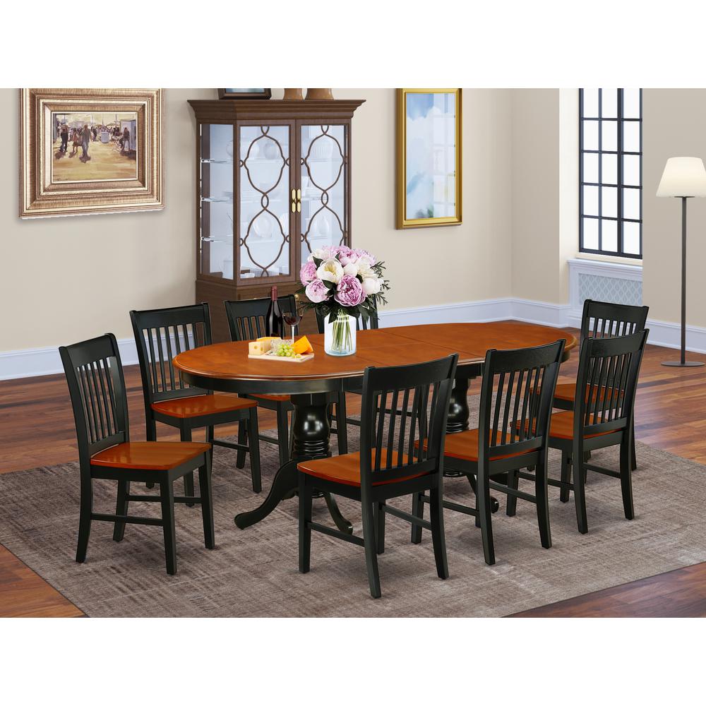 Dining Room Set Black & Cherry, PLNO9-BCH-W