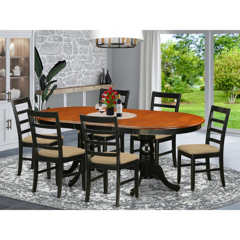 PLPF7-BCH-C 7 PC Dining room set-Dining Table with 6 Wooden Dining Chairs