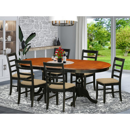 PLPF7-BCH-C 7 PC Dining room set-Dining Table with 6 Wooden Dining Chairs
