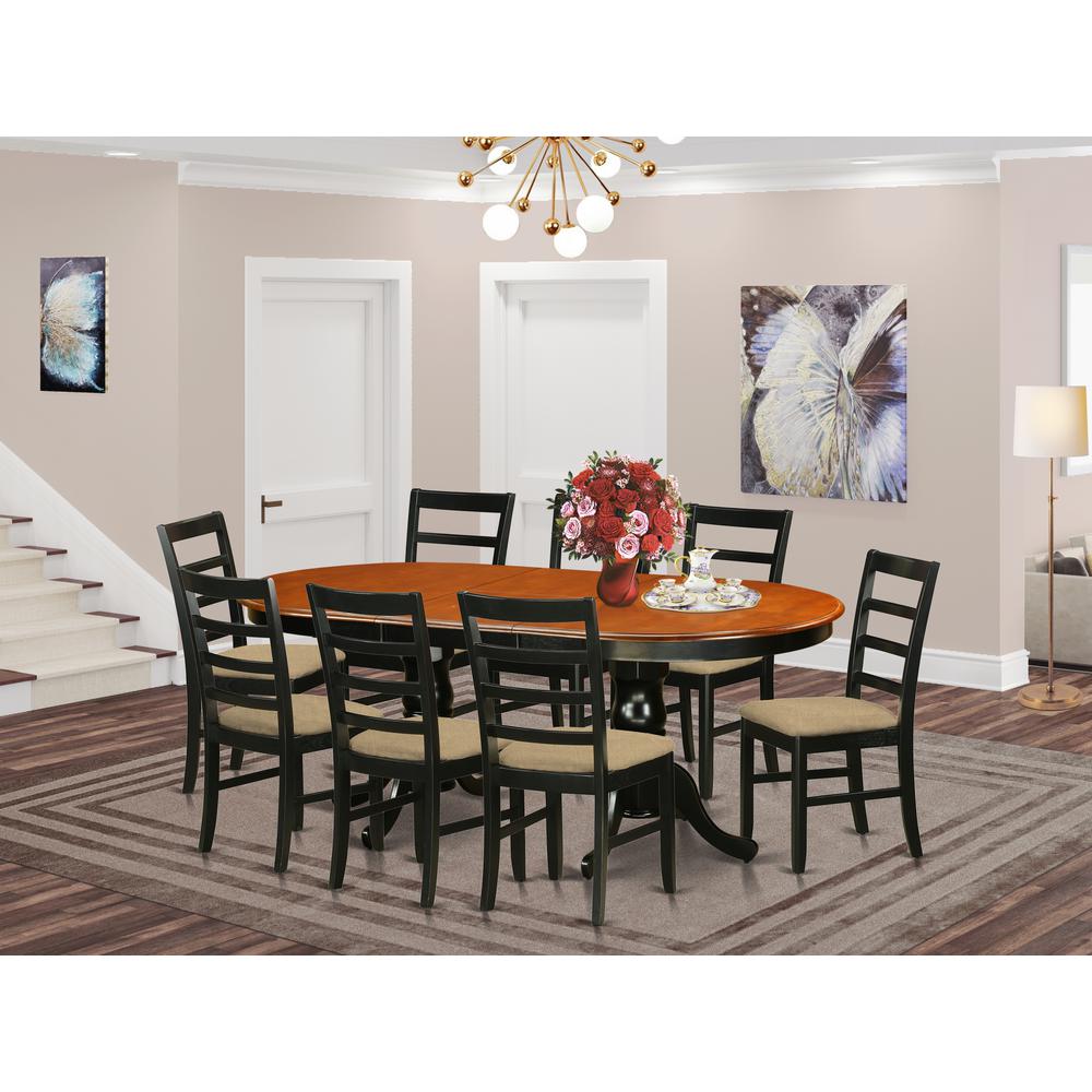 PLPF9-BCH-C 9 PC Dining room set-Dining Table with 8 Wooden Dining Chairs