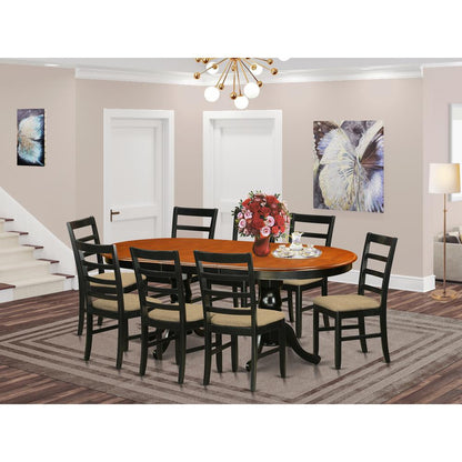 PLPF9-BCH-C 9 PC Dining room set-Dining Table with 8 Wooden Dining Chairs