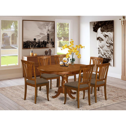 POAV7-SBR-C 7 Pc Dining room set for 6- Kitchen dinette Table and 6 Dining Chairs