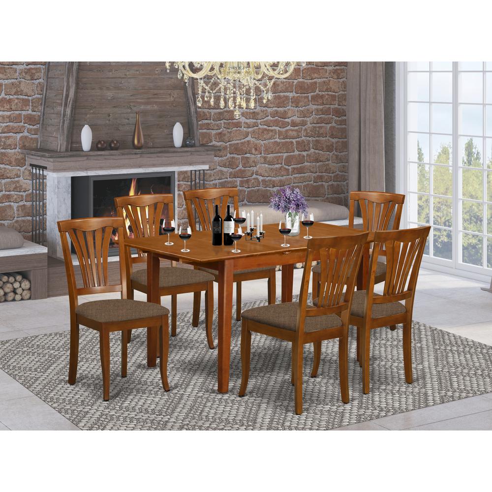 PSAV7-SBR-C 7 Pc dinette set for small spaces - Table with Leaf and 6 Dining Chairs