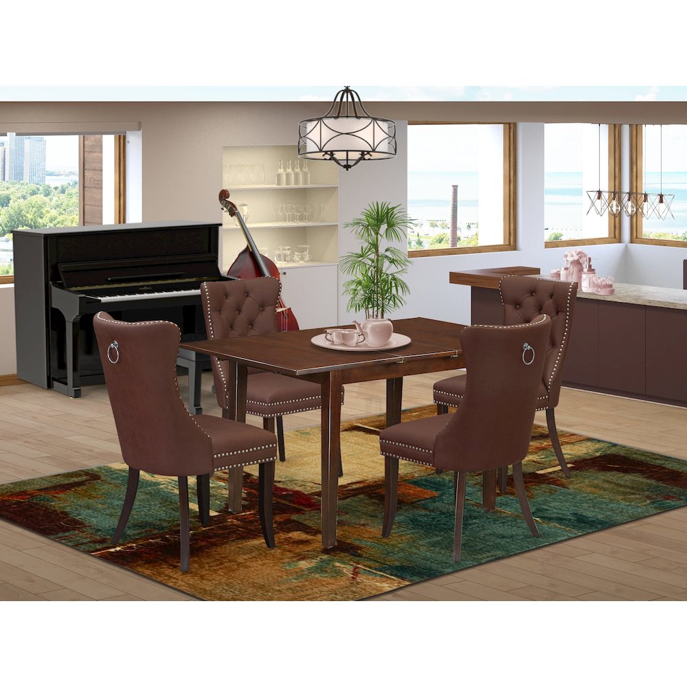 5 Piece Dining Set Consists of a Rectangle Wooden Table with Butterfly Leaf