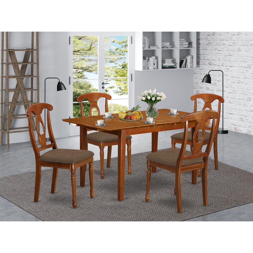 PSNA5-SBR-C 5 PC Kitchen Table set Table with Leaf and 4 Dining Table Chairs