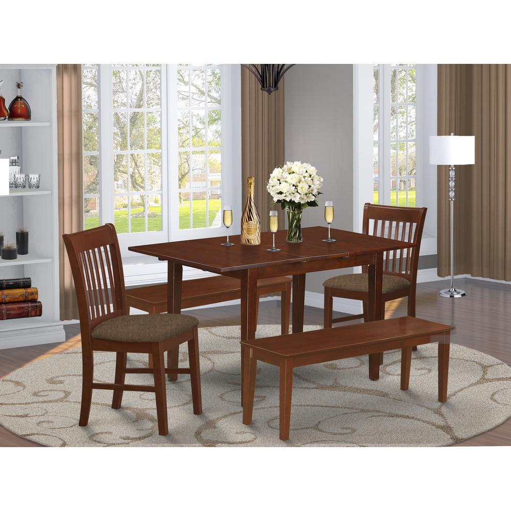 PSNO5C-MAH-C 5 PC Dining room set- Table with 2 Dining Table Chairs and 2 Benches