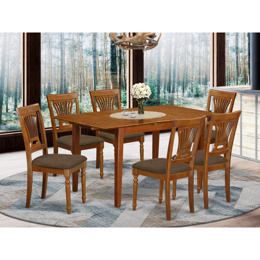 PSPL7-SBR-C 7 PC KitchenKitchen dinette set- Table with Leaf and 6 Chairs for Dining room