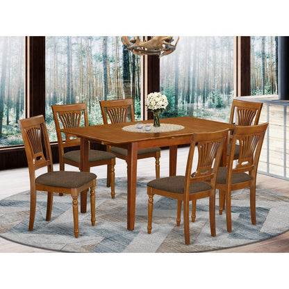 PSPL7-SBR-C 7 PC KitchenKitchen dinette set- Table with Leaf and 6 Chairs for Dining room