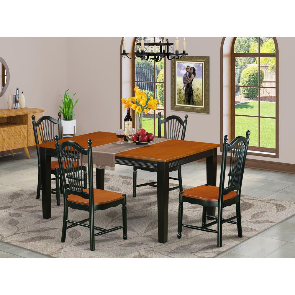 Dining Room Set Black & Cherry, QUDO5-BCH-W