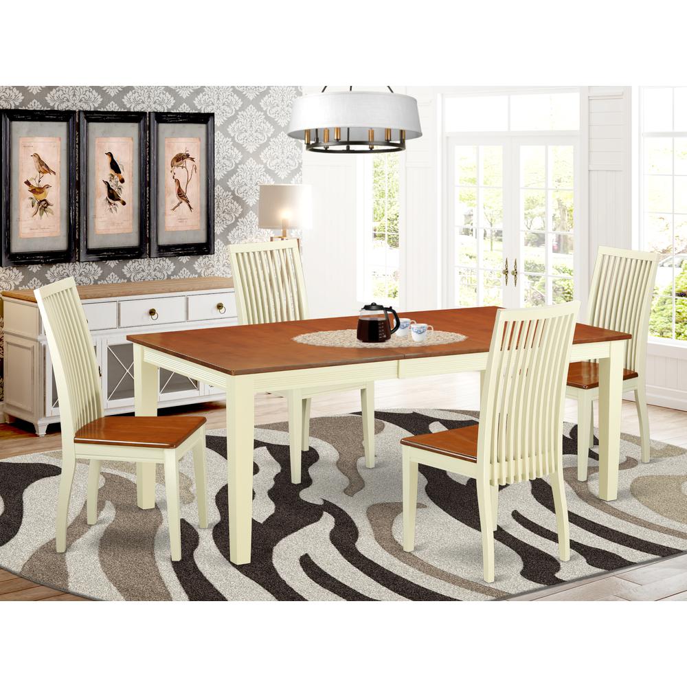 Dining Room Set Buttermilk & Cherry, QUIP5-BMK-W