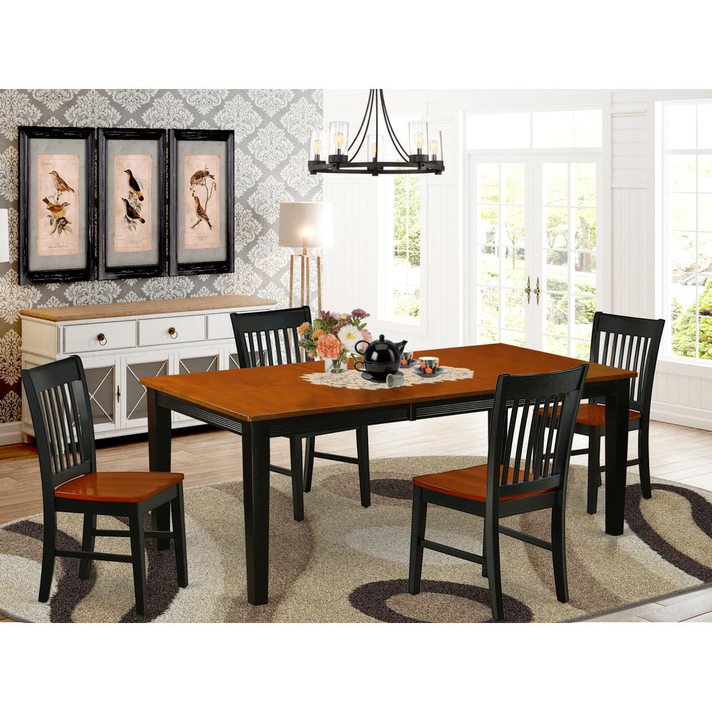 Dining Room Set Black & Cherry, QUNO5-BCH-W