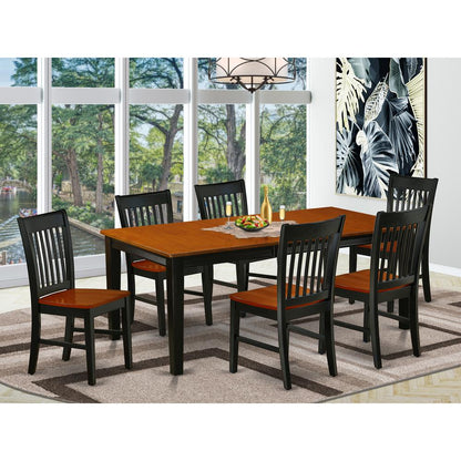 Dining Room Set Black & Cherry, QUNO7-BCH-W