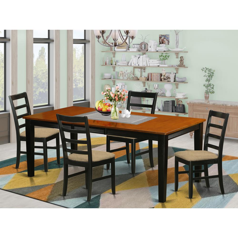 QUPF5-BCH-C 5 Pc Dining set-Dining Table with 4 Wood Dining Chairs