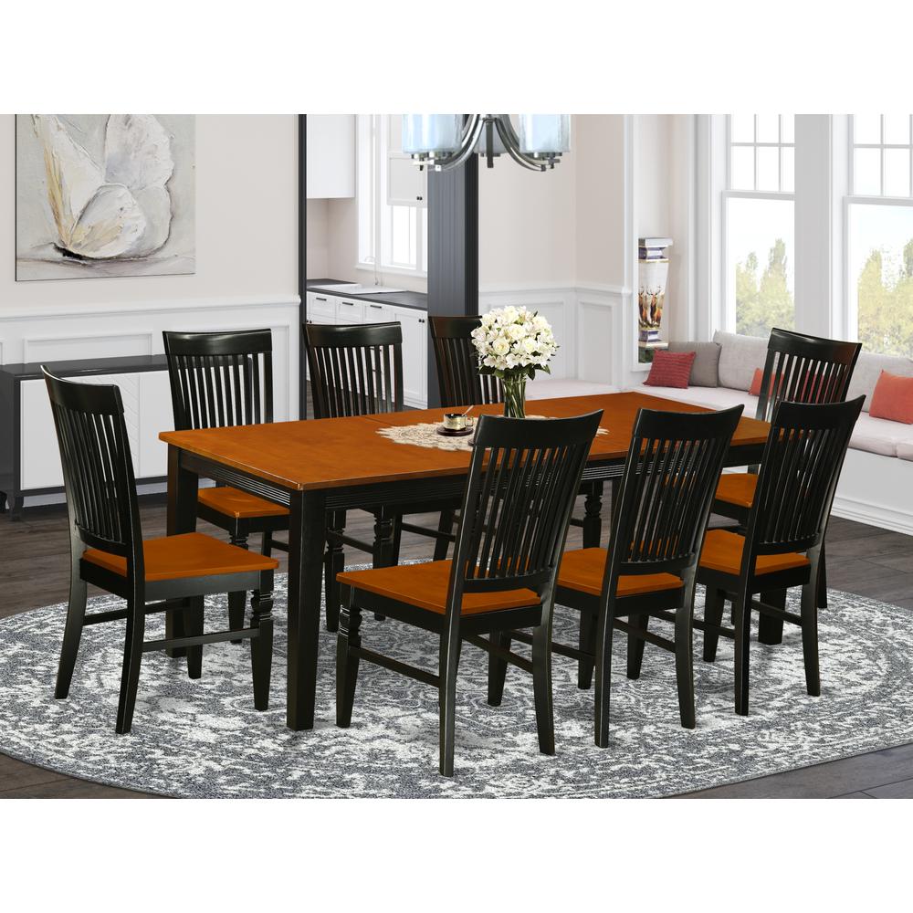 Dining Room Set Black & Cherry, QUWE9-BCH-W