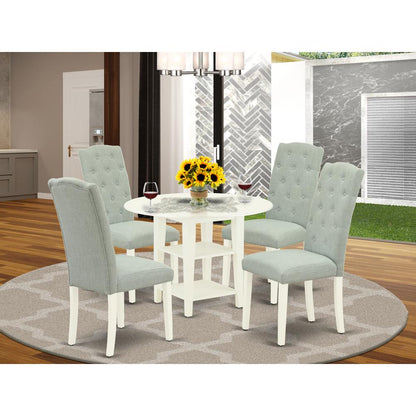 Dining Room Set Linen White, SUCE5-LWH-15