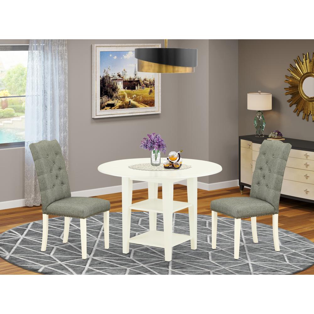 Dining Room Set Linen White, SUEL3-LWH-07