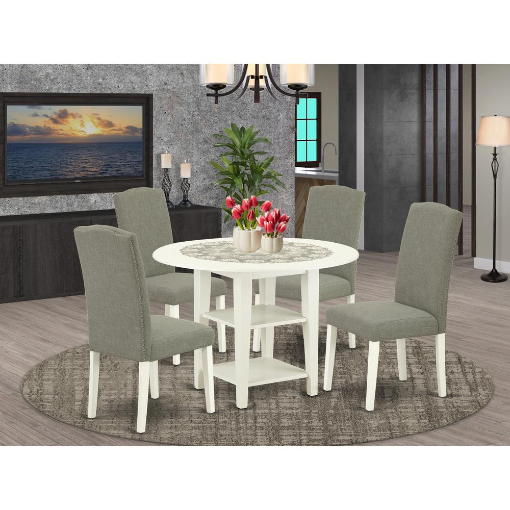 Dining Room Set Linen White, SUEN5-LWH-06