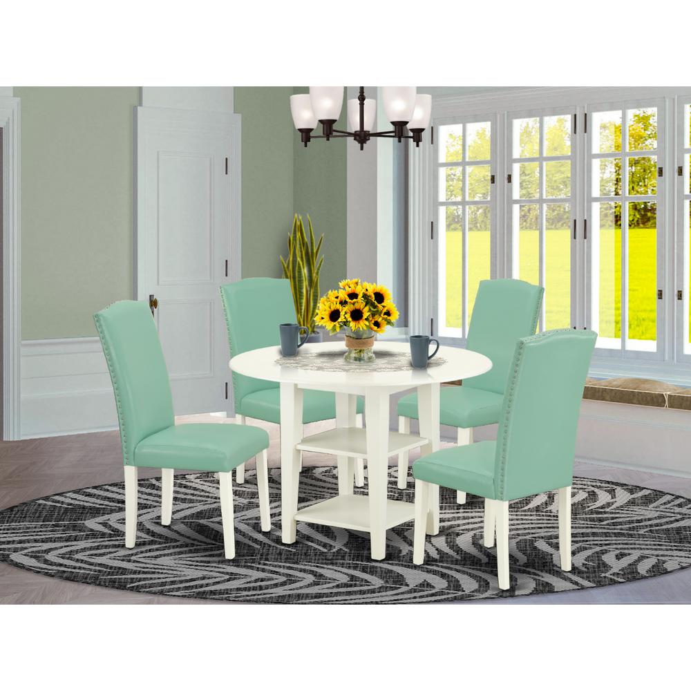 Dining Room Set Linen White, SUEN5-LWH-57