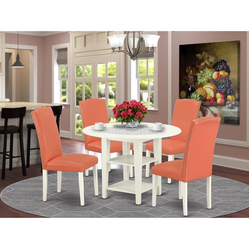 Dining Room Set Linen White, SUEN5-LWH-78