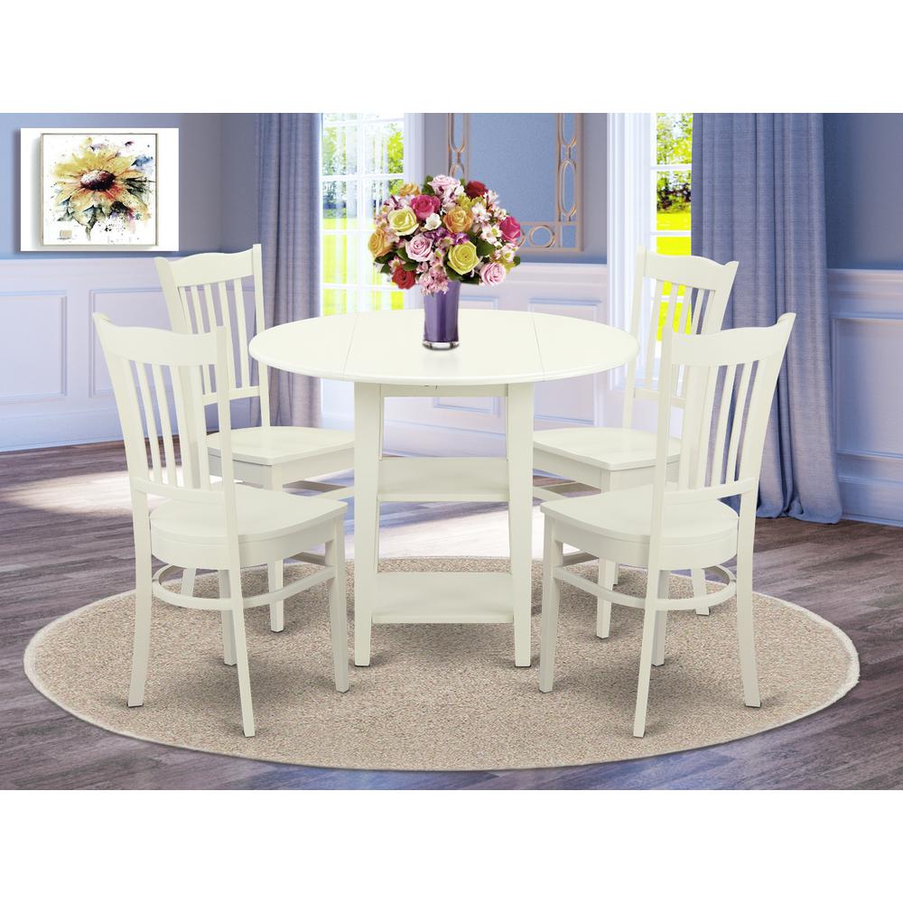 Dining Room Set Linen White, SUGR5-LWH-W