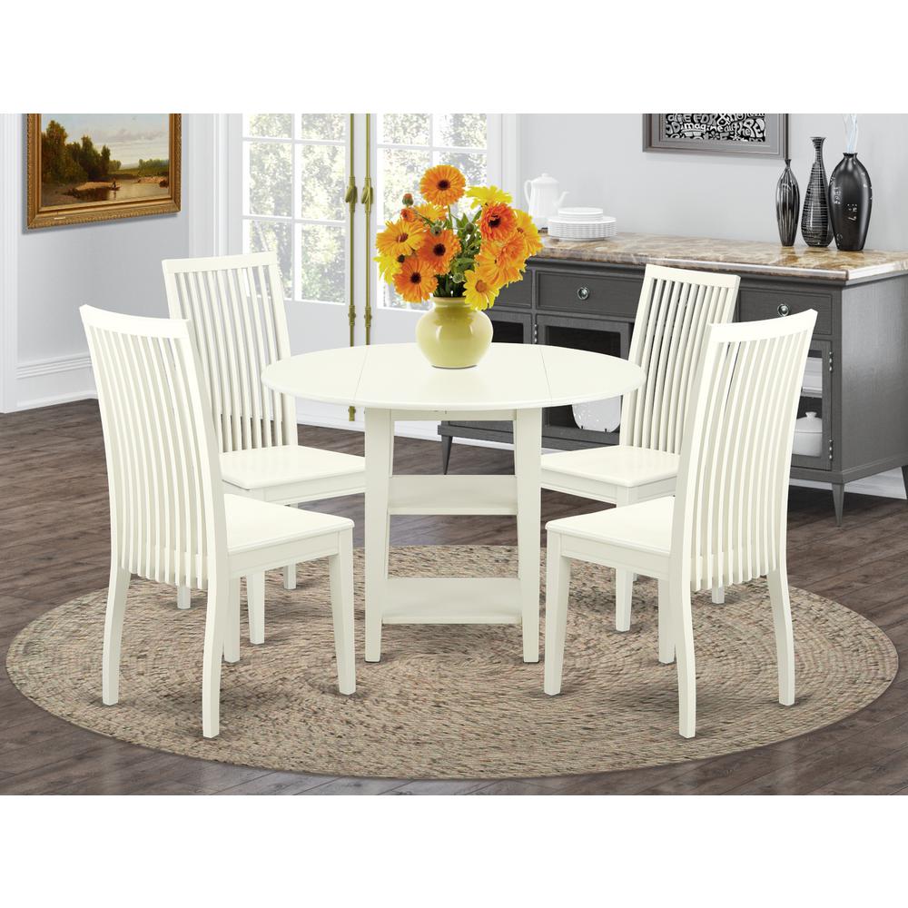 Dining Room Set Linen White, SUIP5-LWH-W