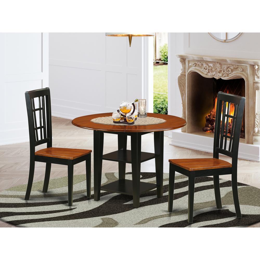 Dining Room Set Black & Cherry, SUNI3-BCH-W