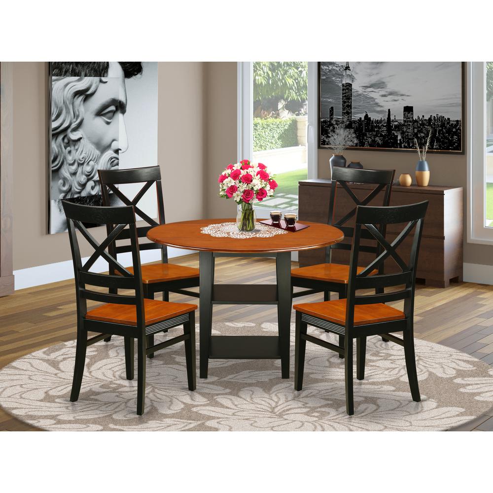 Dining Room Set Black & Cherry, SUQU5-BCH-W