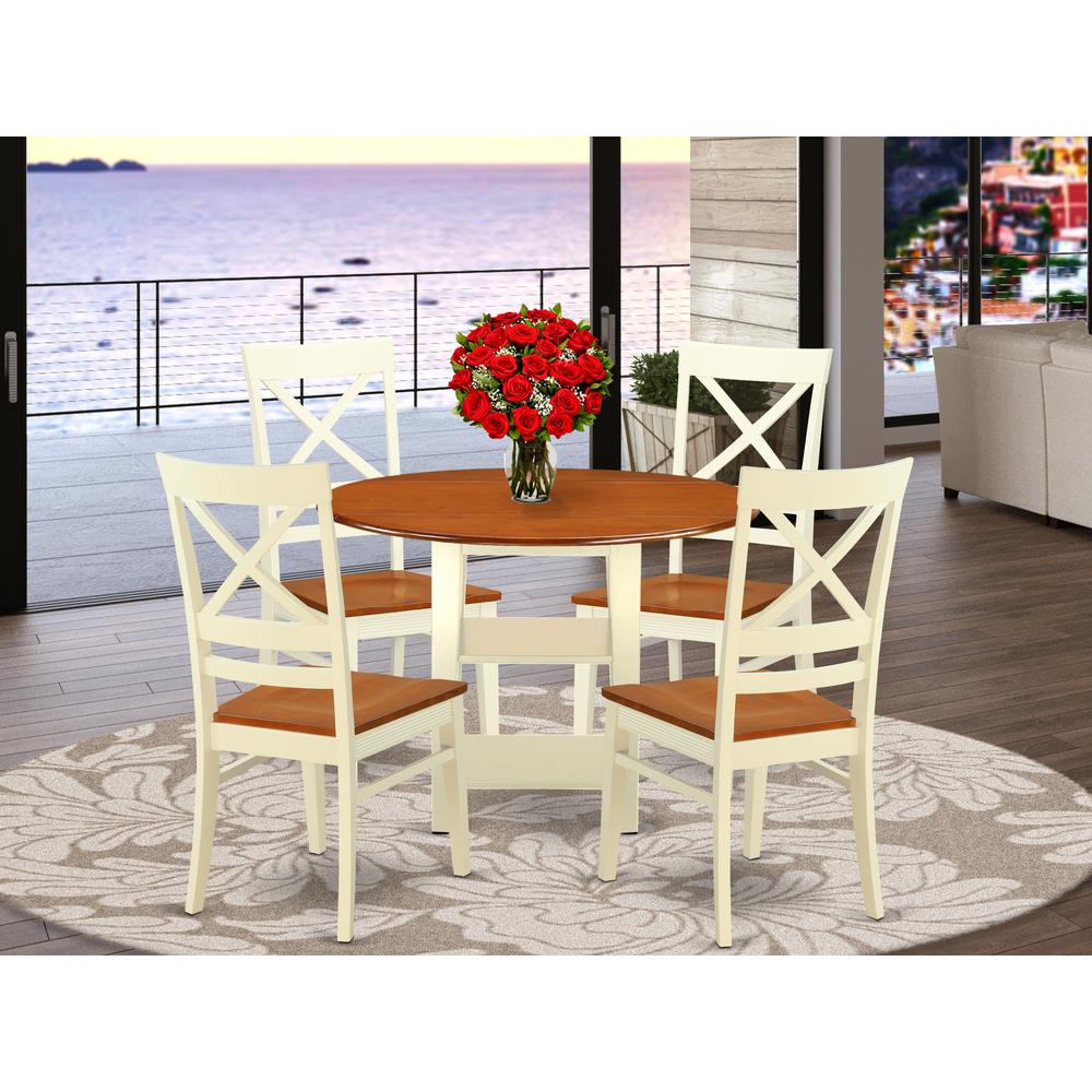 Dining Room Set Buttermilk & Cherry, SUQU5-BMK-W