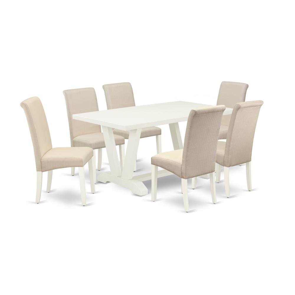 East West Furniture V026Ba201-7 - 7-Piece Kitchen Set - 6 Kitchen Parson Chair and a Dinner Table Hardwood Frame