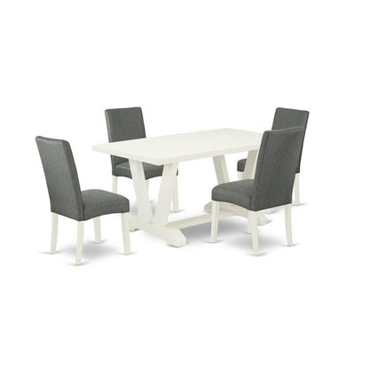 East West Furniture V026DR207-5 - 5-Piece Dining Room Table Set - 4 Parson Dining Chairs and a Rectangular Table Hardwood Structure