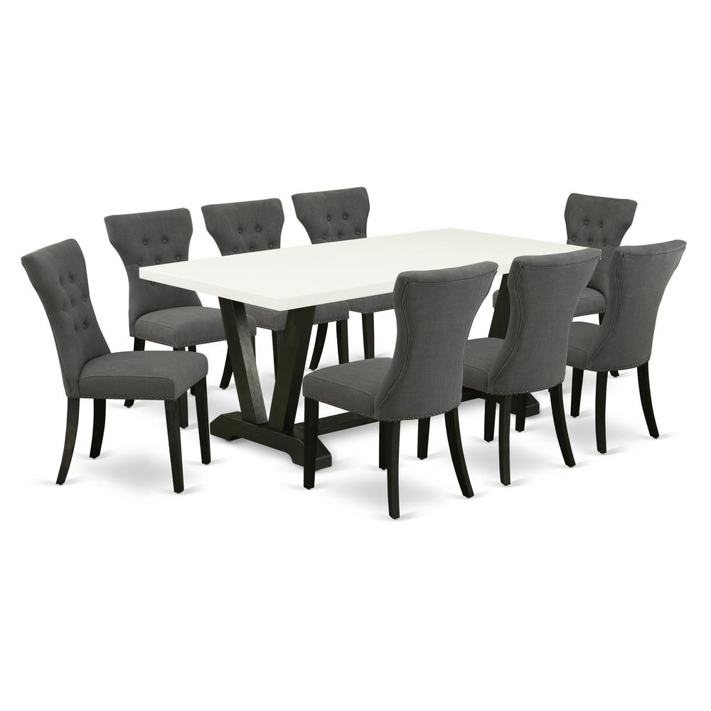East West Furniture V627Ga650-9 - 9-Piece Kitchen Table Set - 8 Parson Chairs and Dinner Table Hardwood Structure