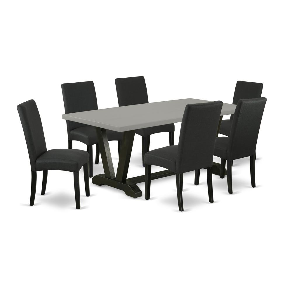 East West Furniture V697DR124-7 - 7-Piece Dining Table Set - 6 Parson Dining Chairs and Dining Table Hardwood Frame