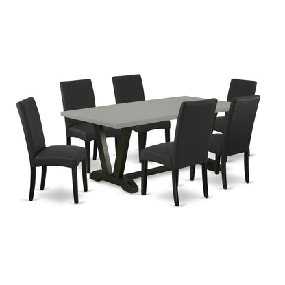 East West Furniture V697DR124-7 - 7-Piece Dining Table Set - 6 Parson Dining Chairs and Dining Table Hardwood Frame