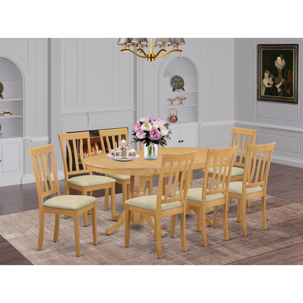 VAAN9-OAK-C 9 PC Dining room set - Kitchen dinette Table and 8 Kitchen Dining Chairs