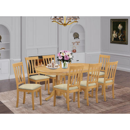 VAAN9-OAK-C 9 PC Dining room set - Kitchen dinette Table and 8 Kitchen Dining Chairs