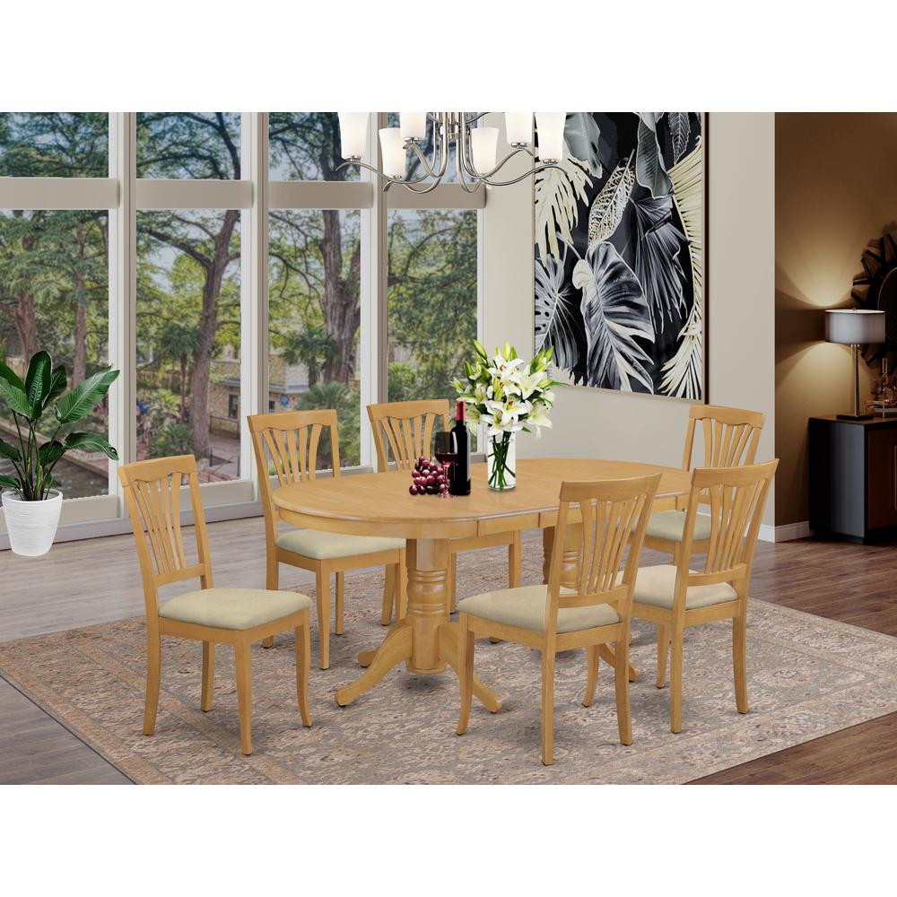 VAAV7-OAK-C 7 PC Dining room set-Oval Table with Leaf and 6 Dining Chairs