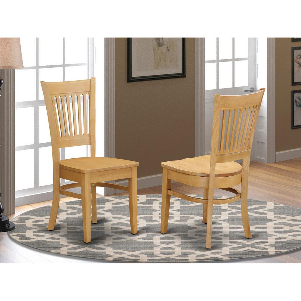 East West Furniture DMVA5-OAK-W 5 Piece Dining Room Set - Oak Wood Dining Table and 4 Oak Wooden Dining Chairs for Dining Room with Slatted Back - Oak Finish