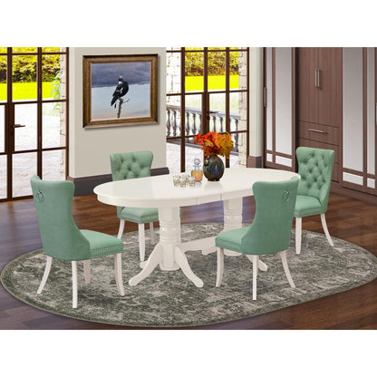 5 Piece Dining Set Consists of an Oval Dining Table with Butterfly Leaf