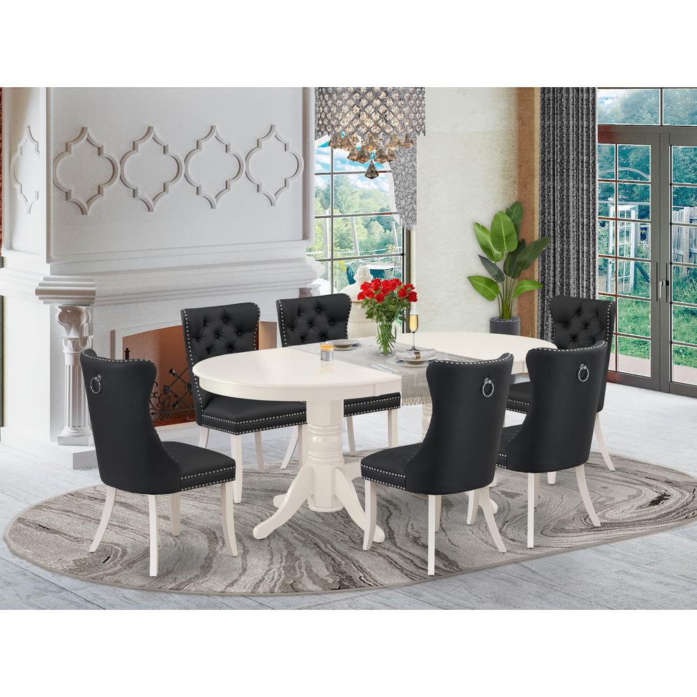 7 Piece Dining Set Consists of an Oval Kitchen Table with Butterfly Leaf