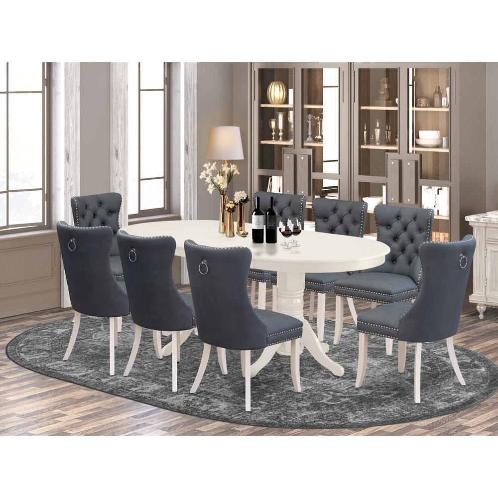 9 Piece Dining Set Consists of an Oval Dining Table with Butterfly Leaf