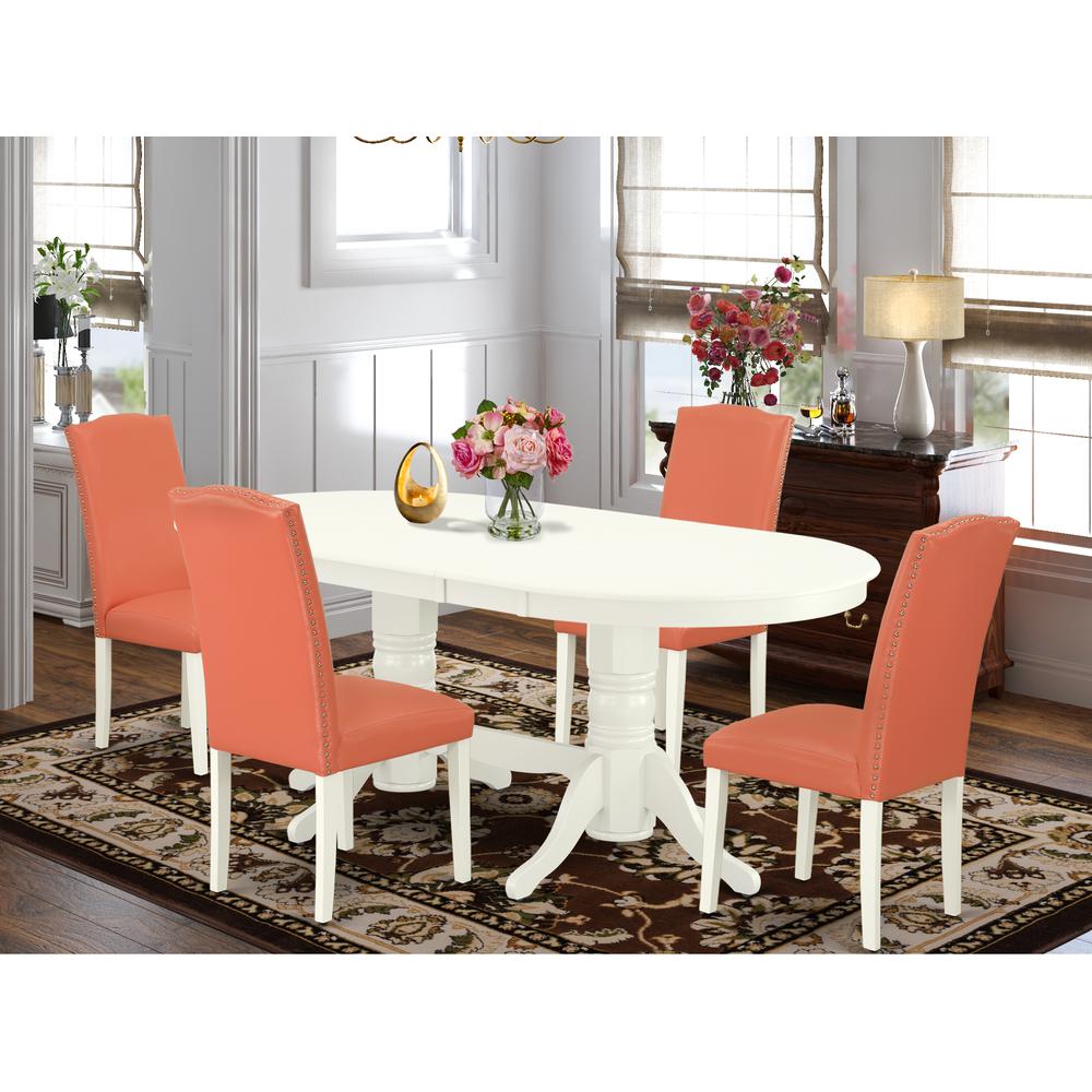 Dining Room Set Linen White, VAEN5-LWH-78